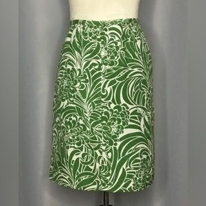 Ann Taylor Loft Green Floral  Pencil Skirt size 6